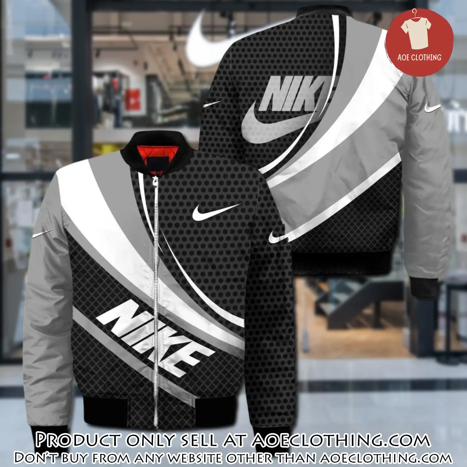 Nike white grey bomber jacket clothing outfit for men women aoe0920244